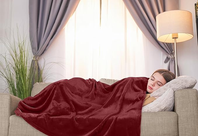 Utopia Bedding Fleece Blanket Throw Size Burgundy 300GSM Luxury Anti-Static Fuzzy Soft Microfiber Blanket for Couch, Sofa and Bed (50x60 Inch)