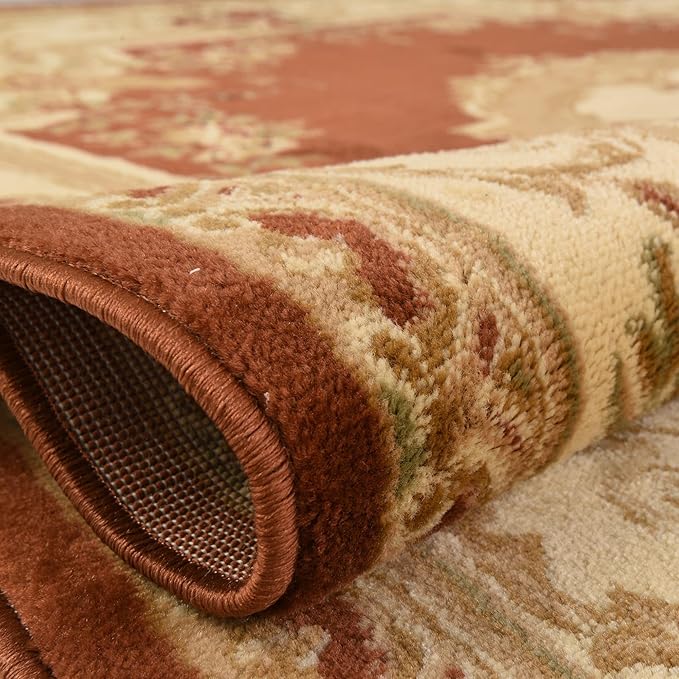 Rugs.com Chateau Collection Rug – 6 Ft Runner Brick Red Medium Rug Perfect for Hallways, Entryways
