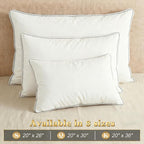 Feather Pillows Standard Size Set of 2 Goose Down Pillows with 100% Breathable Cotton Cover, Hotel Collection Bed Pillows for Sleeping, Soft Support for Back, Stomach and Side Sleepers