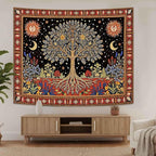 Lunerfex Tree of Life Wall Tapestry - Celestial Sun & Moon Wall Hanging for Bedroom and Living Room Decor - Boho Starry Night Tapestries 80"x60"