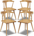 Poly & BARK Mid Century Modern Enzo Dining Chair Solid Oak Wood Set of 4