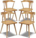 Poly & BARK Mid Century Modern Enzo Dining Chair Solid Oak Wood Set of 4