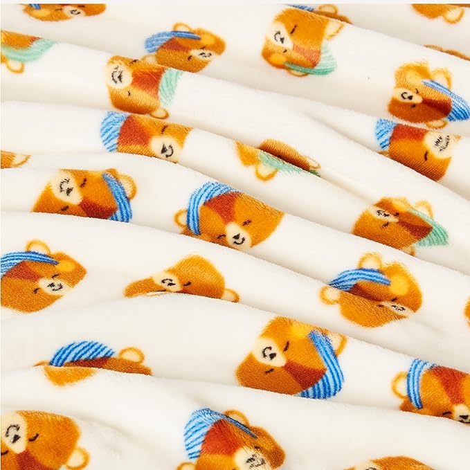 Amazon Basics Kids Fleece Blanket, Ultra-Soft Lightweight Throw for Children, Woodland Bears, 50 x 60 Inches