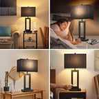 TOBUSA 28’’ Tall Black Lamps for Living Rooms Set of 2, Modern Touch Control Table Lamps for Bedroom, 3 Way Dimmable Bedside Lamps with 2 USB Ports&AC Outlet, High-end Decor Lamp for Home Office