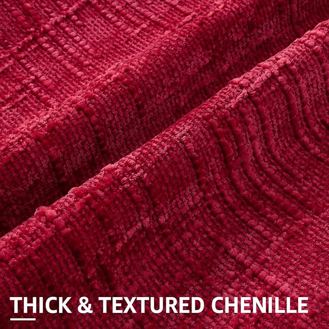 decorUhome Spring Red Chenille Euro Sham Throw Pillow Covers 22x22 Set of 2 Textured Soft Cozy Slubby Couch Pillow Covers Modern Farmhouse Boho Decorative Pillow Cases for Bed Sofa Living Room