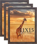 11x15 Picture Frame Set of 3,Wooden Frame 15x11 Wall Gallery Poster Photo frame walnut with Durable Shatter Resistant Plexiglass for Wall Mounting Family -friend- wedding best gift