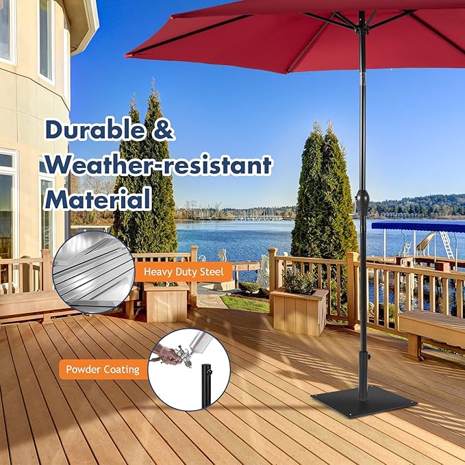 Giantex 35 lbs Patio Umbrella Base, 20 inch Heavy Duty Square Outdoor Umbrella Stand for 1.6''-1.9'' Poles, 4 Adjustable Pads Anchor Holes, Umbrella Holder for Deck Yard Poolside Garden