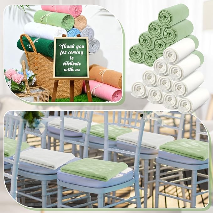 Newwiee 12 Pcs Fleece Throw Blankets Bulk 50'' x 60'' Oeko-tex Standard 100 Certified Spring Outdoor Wedding Guest Blankets Lightweight for Sleepover Donation Lap Pet Sofa Home (White/Green)