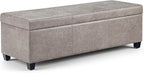 SIMPLIHOME Avalon Storage Ottoman Bench - 48 inch Wide Upholstered Vegan Leather Rectangular Lift-Top Ottoman in Distressed Grey Taupe, Contemporary Bench for Living Room with High-Density Foam