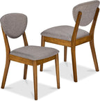 Best Choice Products Dining Chairs Set of 2, Mid-Century Modern Upholstered Wood, Armless w/Seat Cushion, Padded Backrest - Walnut/Medium Gray