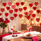 XmasExp Heart Ornaments for Christmas Tree Decorations Set of 24 Heart Shaped Bauble Perfect for Valentine's Day Wedding Anniversaries and Party Supplies (Dark Red)