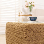 20x20x14 Inches Fluffy Square Pouf Ottoman - Plush Furry Ottoman Foot Rest Stool with High-Density Foam, Versatile Floor Seating for Living Room (Coffee)