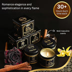 Candle Gift Set of 3 Black Oud|Cinnamon Vanilla|Black Rose Strong Scented Soy Candels Clean Non Toxic Velas Aromáticas Favors for Women Coworkers Friends Guests Also for Diwali Christmas Holidays