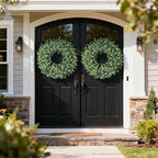 26" Artificial Eucalyptus Wreath with Baby's Breath for Front Door - Faux Eucalyptus Leaves, Fake Spring/Summer Greenery Flowers Wreath for Porch, Farmhouse, Wall, Window Outdoor Decor