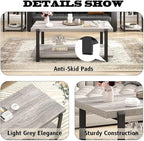 FOLUBAN Rustic Coffee Table, Modern Wood Center Table for Living Room, Industrial 2 Tier Rectangle Low Cocktail Tea Table with Storage Shelf, Light Grey