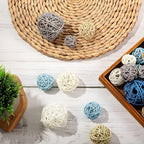 Patelai 72 Pcs Wicker Rattan Balls Decorative Balls for Vase Centerpiece Bowls Orbs Filler for Spring Summer Craft Home Decor, 4 Sizes(Blue, Sky Blue, Gray, Beige, White)