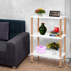 White Bookcase by Natural Wood, 3 Tier Bookshelf, Small Book Shelves Freestanding Display Storage Shelves. Open Bookshelf for Bedroom, Living Room and Office (White, 2 Tier)