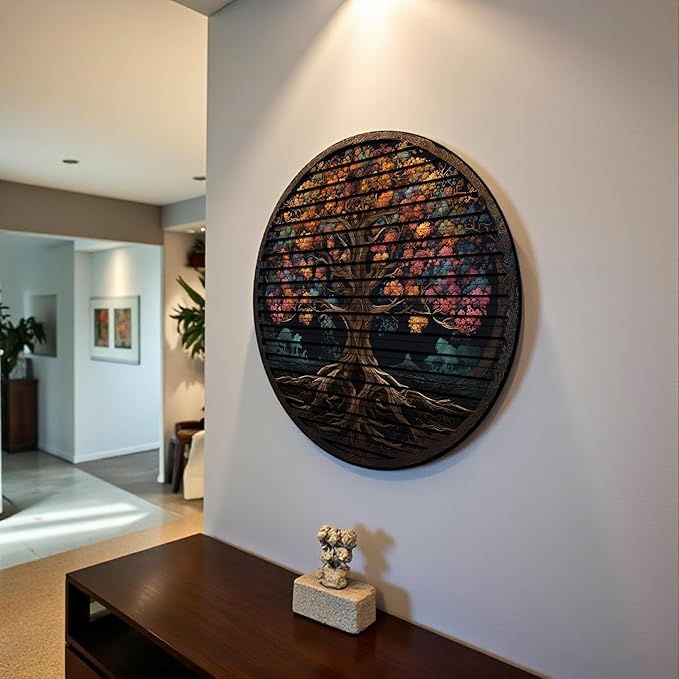 Tree Of Life, Carved Wood Wall Art, 3D Wall Decor, Home Decor, Housewarming Gift, Wall Hangings, Round Wall Art, Wooden Wall Decor,Home Art, Home Decor