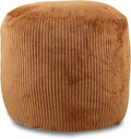 Sexysamba Round Corduroy Pouf Cover Only, 20"x 16" Unstuffed Decorative Ottoman Foot Stool Rest, Washable Storage Bean Bag Chair Floor Pouf Covers for Living Room Bedroom, Coffee
