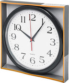 Bernhard Products Black Wall Clock Silent Non Ticking 10 Inch Quality Quartz Battery Operated Round Easy to Read Home/Office/Kitchen/Classroom/School Clock Sweep Movement