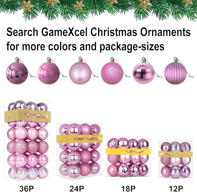 Bubblegun Pink 3.2" Large Christmas Balls - Christmas Tree Decoration Ornaments Shatterproof Hanging Balls for Birthday Halloween Holiday Wedding Decorations Set of 10pcs