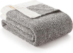 Snuggle Sac Oversized Grey Blanket Twin XL 66X90 for Bed, Reversible Super Soft Warm Cozy Knit Fuzzy Plush Blankets, Heather Dark Grey, 66x90 inches