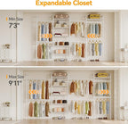 W4 Wall Mounted Closet System, Expandable Clothes Rack Heavy Duty Clothing Rack for Hanging Clothes, Industrial Pipe Closet Organizers for Reach in Closet, White