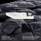 Luxurious Goose Down Feather Fiber Comforter, Exquisite Pinch Pleat Design, Black 108 x 98 , 100% Egyptian Cotton, 75 oz Fill Weight, Black,Oversize Cal King