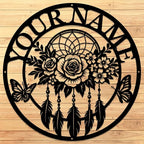 Personalized Dream Catcher Metal Wall Art - Custom Name Iron Sign for Home Decor, 8-30 Inch Black (Style K)