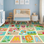 5x7 ABC Alphabet Rug for Preschool Kids – Educational Learning Play Mat for Toddlers, Washable Classroom or Playroom Carpet, Soft & Safe Baby Floor Rug with Fun Letters and Whimsical Art Décor