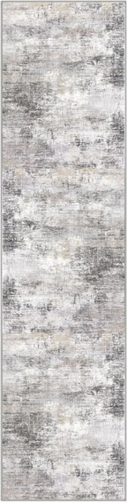 IOHOUZE Abstract Runner Rug 3x12 Ft Washable Runners for Hallways, Non Slip Kitchen Runner Printed Faux Wool Entryway Runner Indoor, Modern Abstract Floor Carpet for Hall Kitchen, Grey Beige