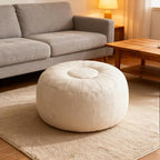 Thgonwid Unstuffed Moroccan Ottoman Pouf Cover, Ottoman Footstool Storage Solution, Bean Bag Chair, Foot Rest, Ivory White
