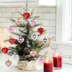 36 Pcs Valentine Heart Shaped Ornaments, Rose Gold Silver Pink Red Heart Ornaments for Mother's Day Christmas Wedding Anniversary Valentines Day Hanging Decorations