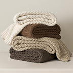 EVERGRACEHOME Chunky Chenille Knit Throw Blanket for Couch, Soft Luxurious Moss Stitch Blankets for Bed, Cozy Decorative Farmhouse Knitted Throws for Sofa, Sand Dune, 50" x 60"