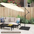 Giantex 225 lbs Fillable Patio Offset Umbrella Base, 4-Piece Cantilever Stand with Water and Sand Reservoirs, 4 Connecting Pins, Heavy Duty HDPE Umbrella Weighted Plates for Poolside, Garden, Yard