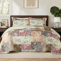 Whale Flotilla Patchwork Quilt King Size, Soft Boho Floral Bedspreads for Bed Reversible Lightweight King Quilt Bedding Set Coverlets with 2 Pillow Shams for All Seasons, Vintage Red Flowers