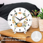 SPUNKER Thanksgiving Day Wall Clock,Autumn Pumpkin Kitchen Wall Clock,Maple Leaves Flower Clocks 10 Inch Silent Non-Ticking Wall Battery Operated for Living Room Bedroom Bathroom Laundry Room Decor
