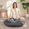 35" Washable Floor Pillow Cushion for Adults, Meditation Cushion Pillow, Extra Large Round Floor Sitting, Removable Tufted Corduroy Cover, for Tatami Living Room or Yoga, Dark Grey, Machine Washable