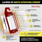 Catchmaster Clothing Moth Traps with Premium Extra Strength Odorless Pheromone Technology – Red, XL, Extra-Strength Glue – Traps & Targets Casemaking and Webbing Moths - 6-Pack