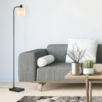 GLOBE Electric 61000144 62" Floor Lamp, Matte Black, Plastic Frosted Shade, On/Off Rotary Switch on Socket, 6-Foot Black Cord, Reading Light, Bedroom, Living Room, Home Decor