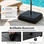 Tangkula Cantilever Umbrella Base with Wheels, 345 LBS Heavy-Duty HDPE Sand Water Filled Offset Umbrella Weighted Stand with Cross Base for Patio Backyard Poolside