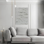 Art Hand-Painted Thick Texture White Minimalist Oil Painting Home Wall Decorative Art 40x28 inch