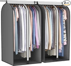 22” Gusseted Garment Bags for Hanging Clothes, Large Clear Window Clothes Cover for Closet Storage, Wardrobe Coat Protector for Suit, Shirt Dress, Bottom Enclosed, 2 Pack, 40” Long