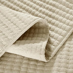 WRENSONGE Queen Quilt-3 Pieces Lightweight Bedspreads Beige Queen Size Quilt Bedding Set for All Seasons,Soft Summer Coverlet with 2 Pillow Shams, Couch