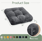 Washable Floor Pillow Cushion for Adults, Meditation Cushion Pillow, Large Square Floor Sitting, Removable Tufted Corduroy Cover, for Tatami Living Room or Yoga, 22x22 Inch, 2Pack, Machine Washable