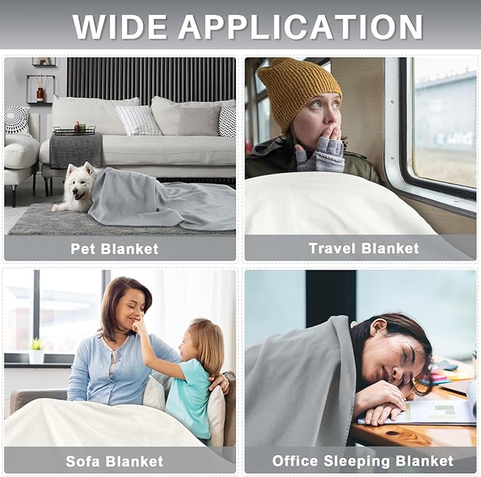Newwiee 100 Pcs Fleece Throw Blankets Bulk 50'' x 60'' Oeko-tex Standard 100 Certified Spring Outdoor Wedding Guest Blankets Lightweight for Sleepover Donation Lap Pet Sofa Home (White/Gray)