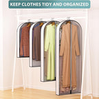 32” Garment Bags for Hanging Clothes 4” Gusseted - with Clear Window, Breathable Fabric, Metal Zipper, Suit Coat Fur Protector for Closet storage, clothes Season Off, Moving, 3 Pack