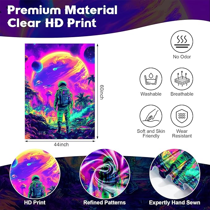 NYZE Astronaut Space Tapestry for Bedroom, Glow in the Dark Room Decor Wall Tapestries, Cool Galaxy Planet Wall Hanging, Wall Hanging for Men Guys Gamer Room Dorm Living Room 44x60 in