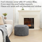 Stuffed Pouf Ottoman with High Density Foam Filler Plush Fiber Pouf Stool Round Foot Stool Cushion Storage Ottoman 20 * 12''Floor Poufs Foot Rest for Living Room (Gray)