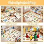 Kids Rugs for Playroom - 2.5x4 Feet ABC Rug for Toddler Children Educational Learning Animal, Alphabet Rug Kids Play Mat Nursery Bedroom Kindergarten Decor, Beige